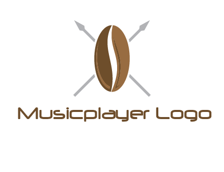 spears behind coffee bean as shield food logo