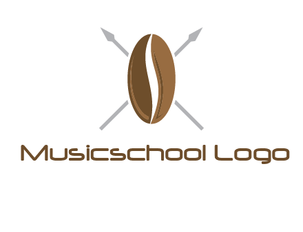 spears behind coffee bean as shield food logo