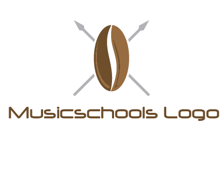 spears behind coffee bean as shield food logo