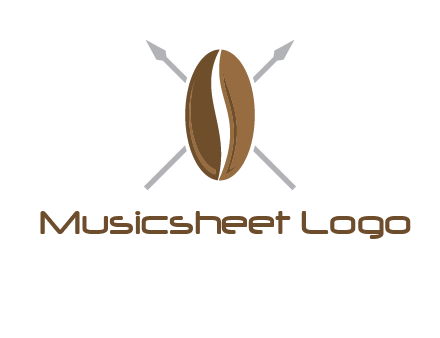 spears behind coffee bean as shield food logo