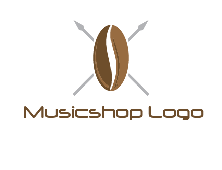 spears behind coffee bean as shield food logo