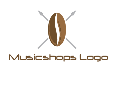 spears behind coffee bean as shield food logo