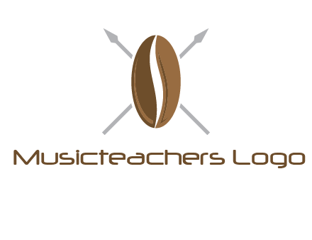 spears behind coffee bean as shield food logo