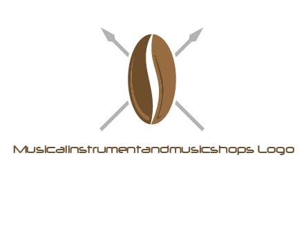 spears behind coffee bean as shield food logo
