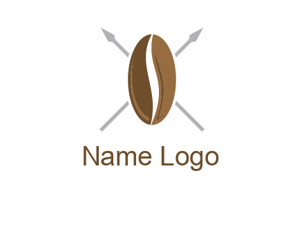 spears behind coffee bean as shield food logo