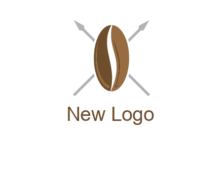spears behind coffee bean as shield food logo