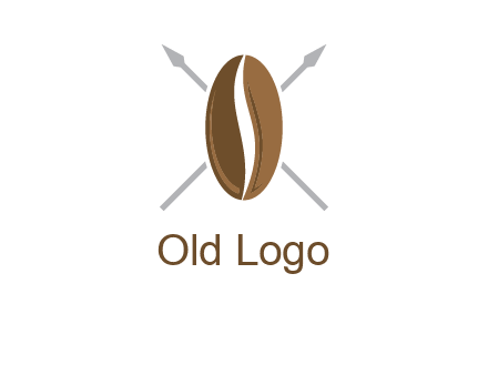 spears behind coffee bean as shield food logo