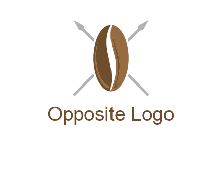 spears behind coffee bean as shield food logo