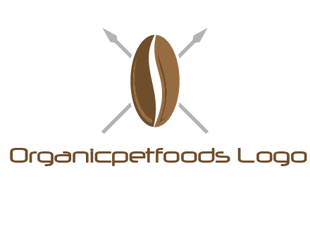 spears behind coffee bean as shield food logo