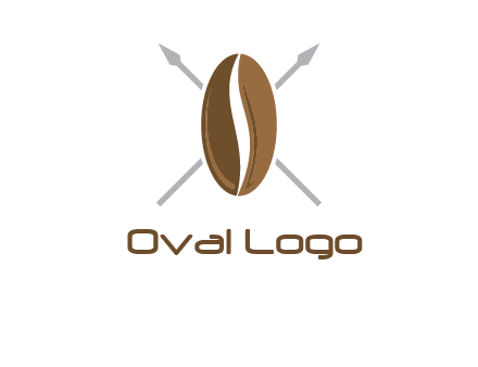 spears behind coffee bean as shield food logo