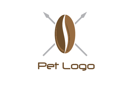 spears behind coffee bean as shield food logo