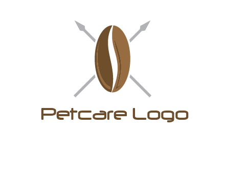 spears behind coffee bean as shield food logo