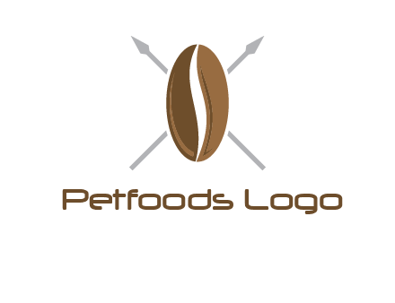 spears behind coffee bean as shield food logo