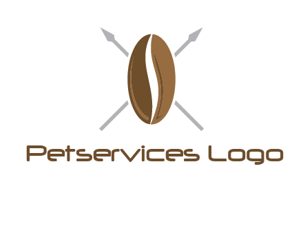 spears behind coffee bean as shield food logo