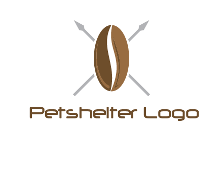spears behind coffee bean as shield food logo