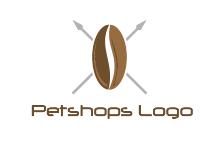 spears behind coffee bean as shield food logo
