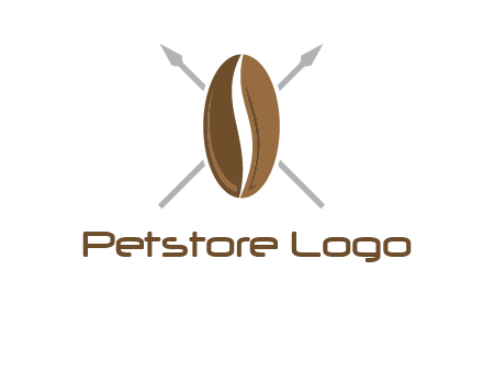 spears behind coffee bean as shield food logo