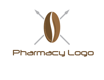 spears behind coffee bean as shield food logo
