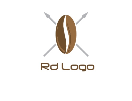 spears behind coffee bean as shield food logo