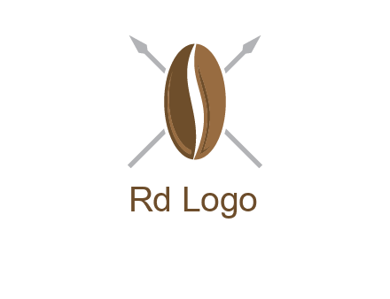 spears behind coffee bean as shield food logo