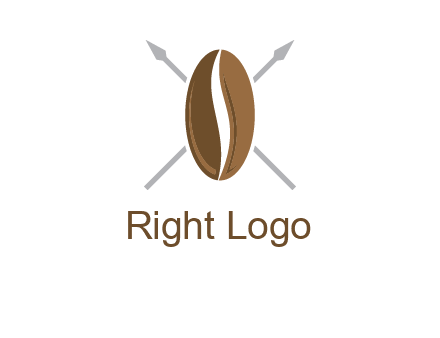 spears behind coffee bean as shield food logo