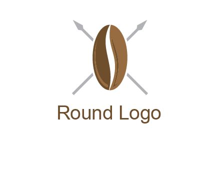 spears behind coffee bean as shield food logo