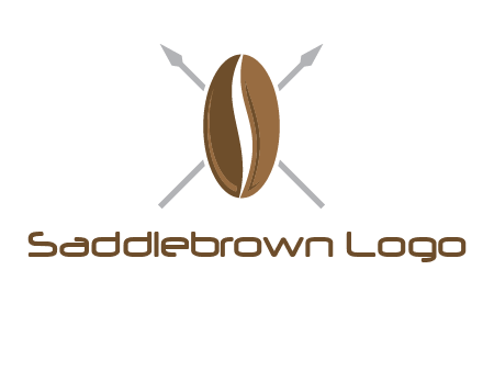 spears behind coffee bean as shield food logo