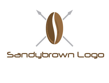 spears behind coffee bean as shield food logo