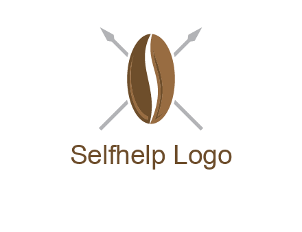 spears behind coffee bean as shield food logo