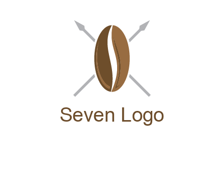 spears behind coffee bean as shield food logo