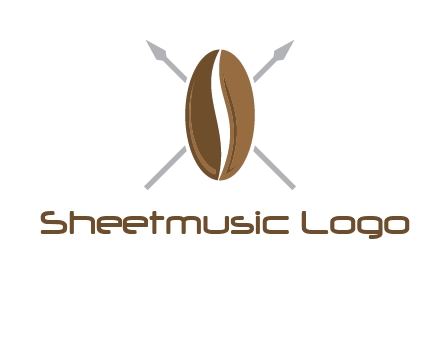 spears behind coffee bean as shield food logo