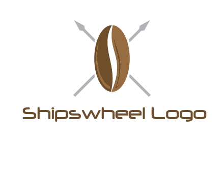 spears behind coffee bean as shield food logo