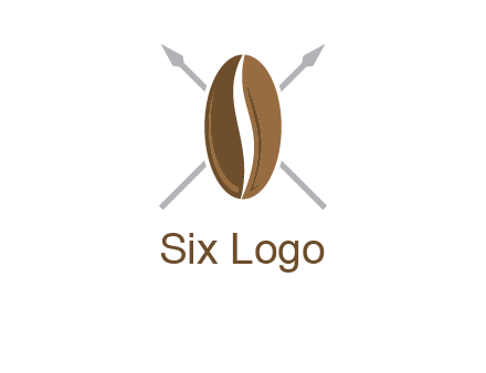 spears behind coffee bean as shield food logo