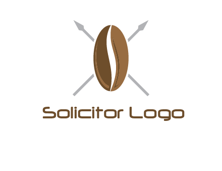 spears behind coffee bean as shield food logo