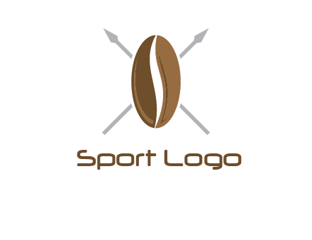 spears behind coffee bean as shield food logo