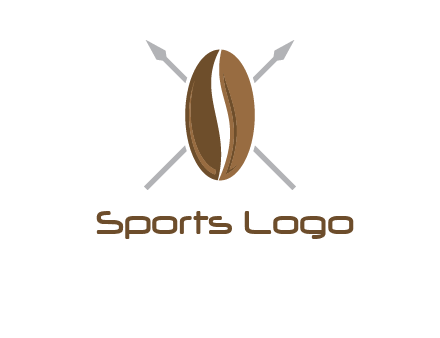 spears behind coffee bean as shield food logo