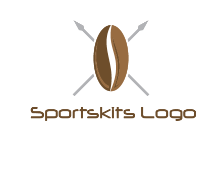 spears behind coffee bean as shield food logo