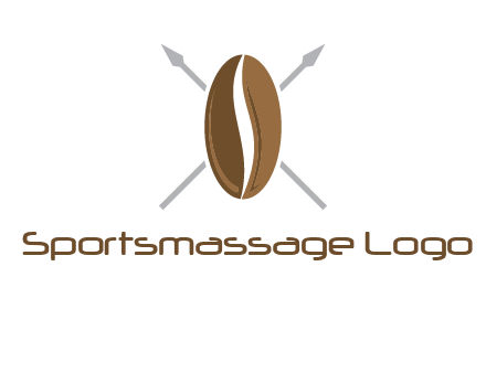 spears behind coffee bean as shield food logo