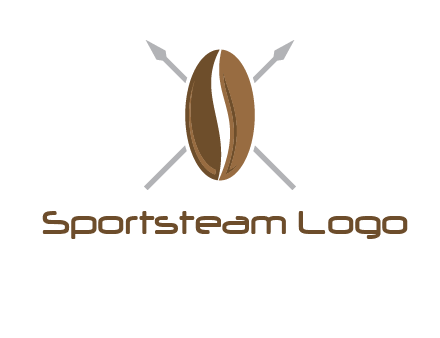 spears behind coffee bean as shield food logo