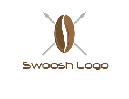 spears behind coffee bean as shield food logo