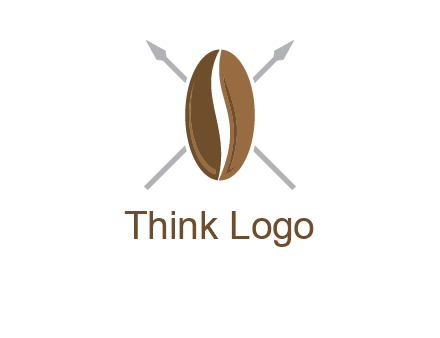 spears behind coffee bean as shield food logo