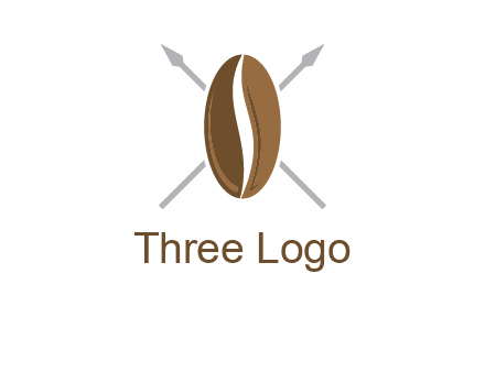 spears behind coffee bean as shield food logo