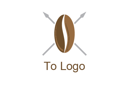 spears behind coffee bean as shield food logo