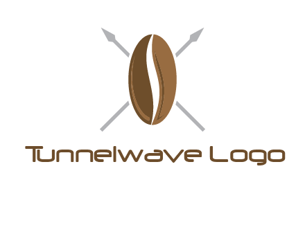 spears behind coffee bean as shield food logo