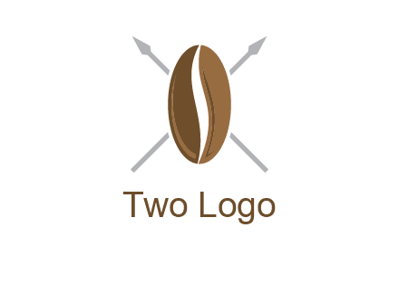 spears behind coffee bean as shield food logo
