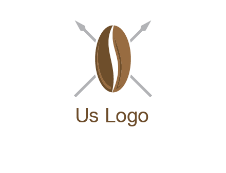 spears behind coffee bean as shield food logo