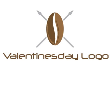 spears behind coffee bean as shield food logo