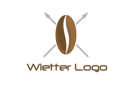 spears behind coffee bean as shield food logo
