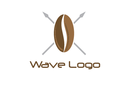 spears behind coffee bean as shield food logo