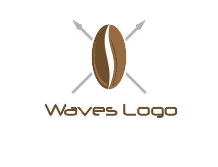 spears behind coffee bean as shield food logo